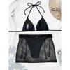 3PCS With Hollow Out Skirt Halter Bikini Female Swimsuit Women Swimwear Three-pieces Bikini Set Bather Bathing Suit Swim