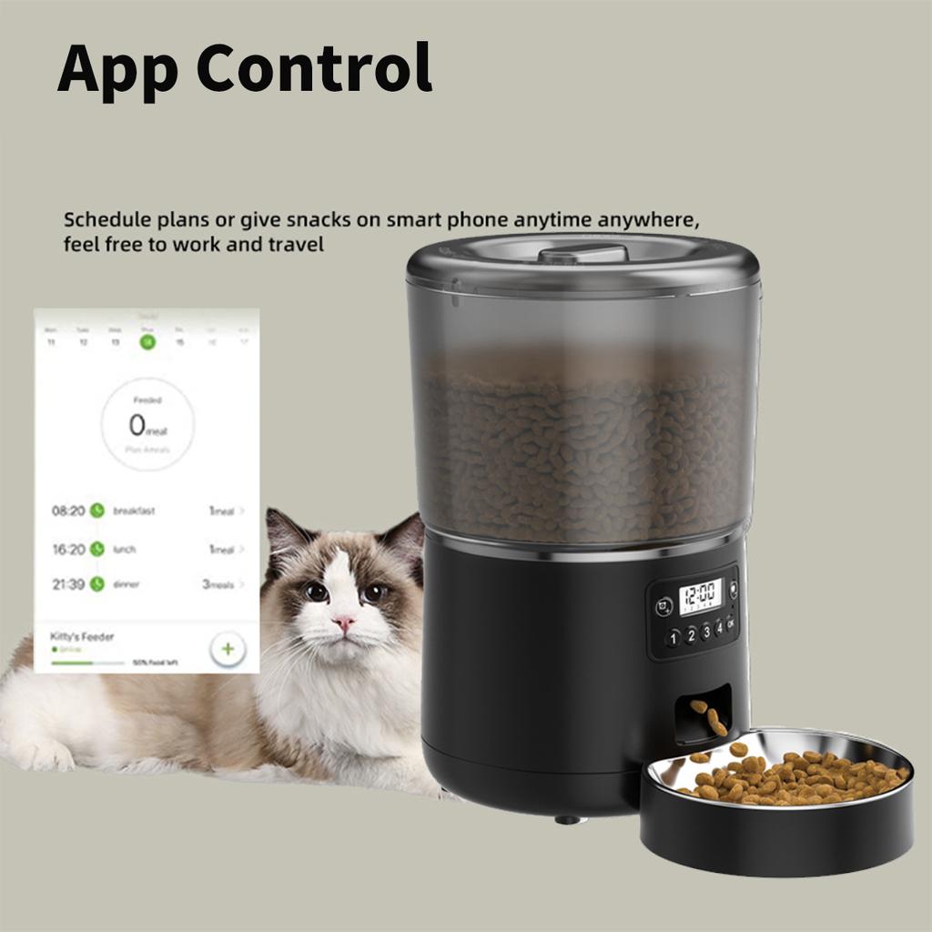 Sangelar Vollautomatischer Futterautomat für Katzen und Hunde, 4 l Fassungsvermögen, WLAN-Versionen, regelmäßige Tagesration