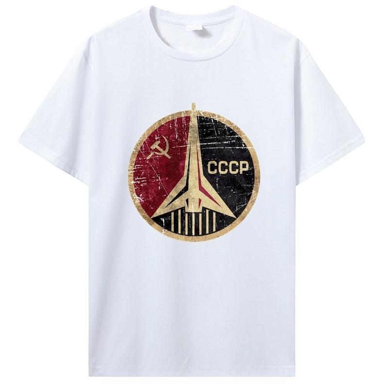 2026 Vintage Russia CCCP Yuri Gagarin Soviet Sputnik Space Exploration Print Tshirt Men and Women Short Sleeved Tops Tshirts