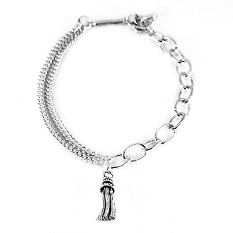 HARANG HR 367B_Tassel Half & Half Double Chain Bracelet