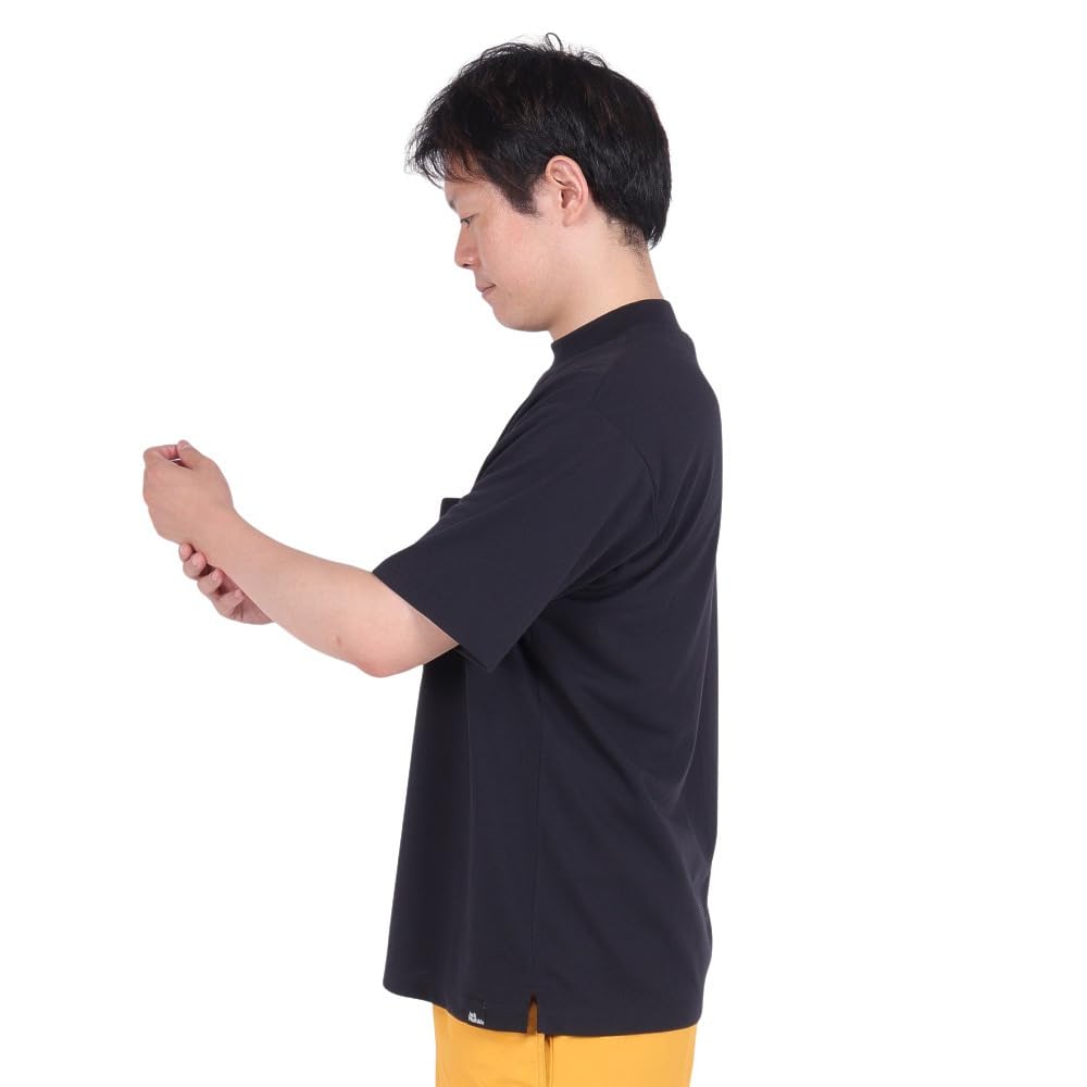 Jack Wolfskin Short Sleeve Pocket JP UR ENGINEER MOCK Everyday black Men's T-Shirt (TEXADRI Moisture-Wicking, Quick-Drying, Breathable) [5034471 / T]