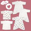Skip House Bear Print Organic Cotton Newborn Set Baby Perfect as a Baby Shower Gift Undershirts, 5-Piece (Combined Shorts/Heart Pattern/50-60cm)