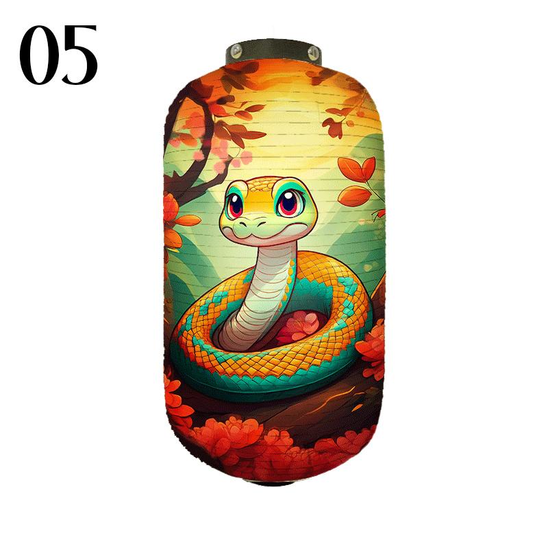 Japanese Style Cloth Lantern New Year Festival Mascots Zodiac Snake Printed Lantern Sushi Shop Bistro Restaurant Decor Ornaments