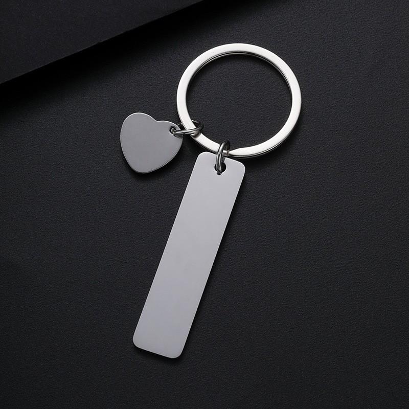 Cross-Shaped Slanted Heart Laser-Printed Metal Keychain