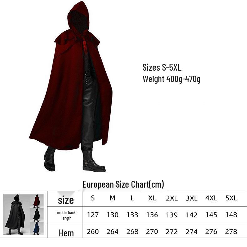 Mantello con Cappuccio Medievale Gotico 2025: Cosplay Retrò da Uomo per Primavera e Autunno