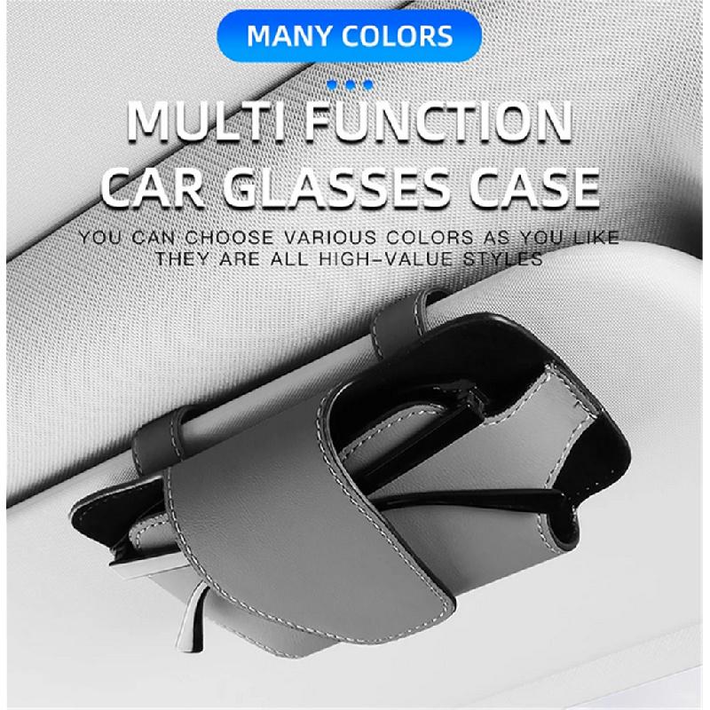New Sun Visor Glasses Holder Textured Nappa Leather Glasses Case Sunglasses Storage