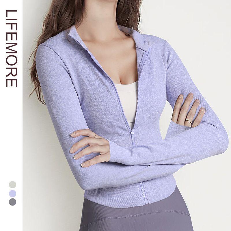

Long Sleeve Yoga Wear Running Zipper Women s Spring and Autumn Workout Clothes Vine purple S