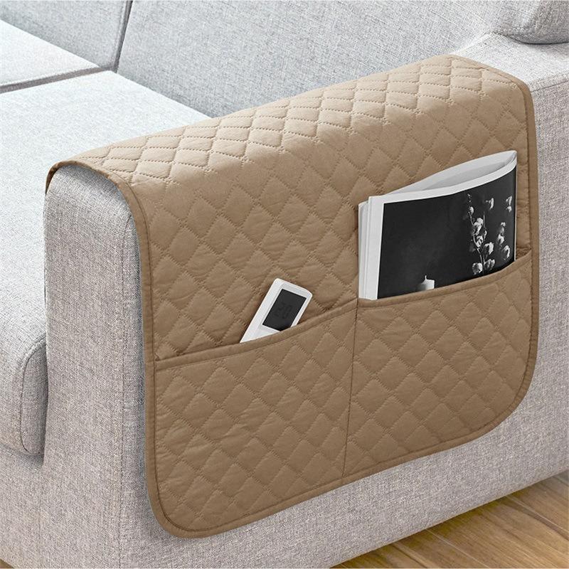 

1pc Solid Waterproof Sofa Armrest Cushion with Storage Bag, Sofa Armrest Protective Cover, Sofa Armrest Cover Cloth 1pc
