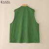 ZANZEA Women Casual Stand Collar Loose Sleeveless Vest