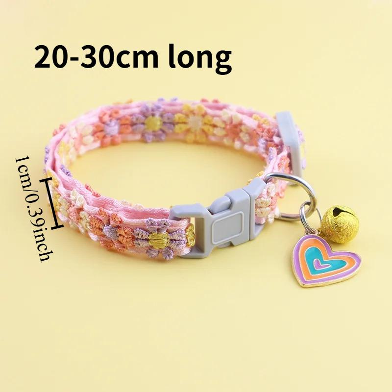 1pc Cat Collar Adjustable Cute Lace Flower Decoration Pet with Bell and Alloy Pendant Suitable for Cats and Puppies