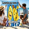 Custom Name Personalized Bananas in Pyjamas Print Beach Towel, for Trip Camping Beach Party Home Decor, Birthday Gift for Family & Friends
