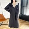 Women's Long Sleeve Knee-Length Cable Knit Polo Dress - Autumn 2024 Collection.
