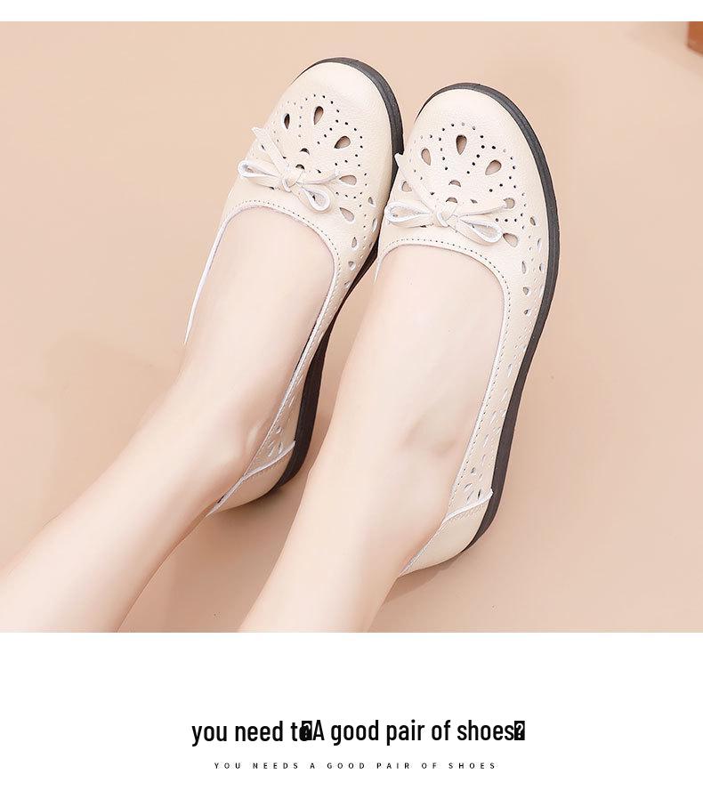 Spring Soft Sole Leather Sandals | Non-Slip Breathable Flats for Women & Seniors