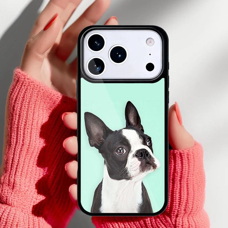 Boston Terrier Hundegesichter Handyhülle für iPhone 17 16 15 14 13 Pro Max Rückabdeckung für 12 11 Pro Coque