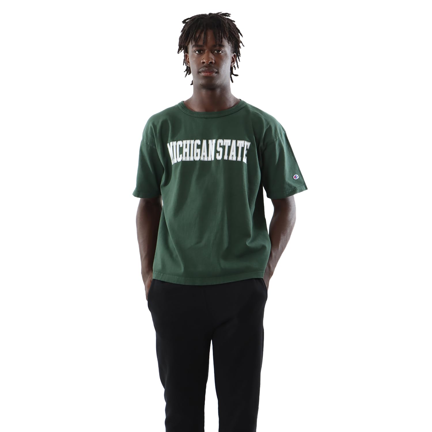 

Champion T1011 Short Sleeve Made in Moss Short Crew Graphic Print Men s T-Shirt, USA, C5-Z305, Green, Sleeve, Neck, 100% Cotton, Copper-Tone Finish,