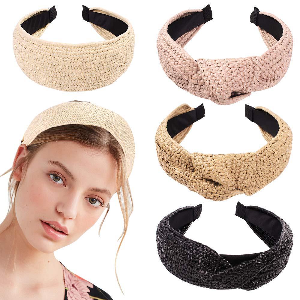 

Bohemian Handmade Straw Braid Headband - Linen Knot Vacation Hair Accessory