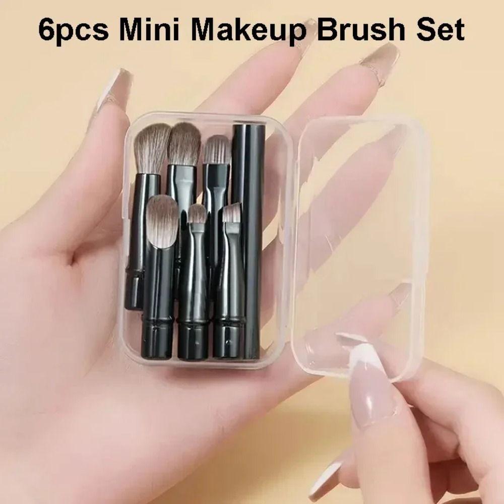 6Pcs Brushes Portable Cosmetic Brushes Set Detachable Face Cosmetic Tools Travel Use