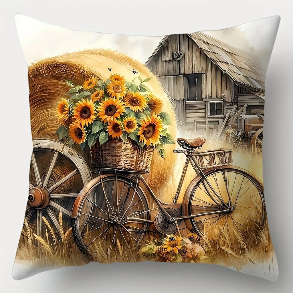Blue Summer - Style PillowcaseBedroom Living Room Sofa Home Decor Polyester Cushion Cover with Zipper