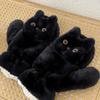 Schwarze Winterhandschuhe aus Plüsch mit Katzenmotiv: Dick, Winddicht, Niedlich, Doppellagig für Studenten, Nackenband-Design