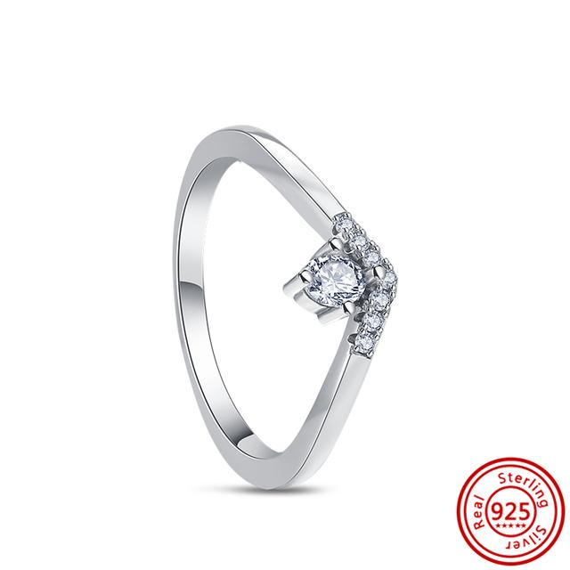 Authentic 100% 925 Sterling Silver Princess Regal Crown Heart Sparkling Zircon Luxury Circle Rings Women Wedding Jewelry
