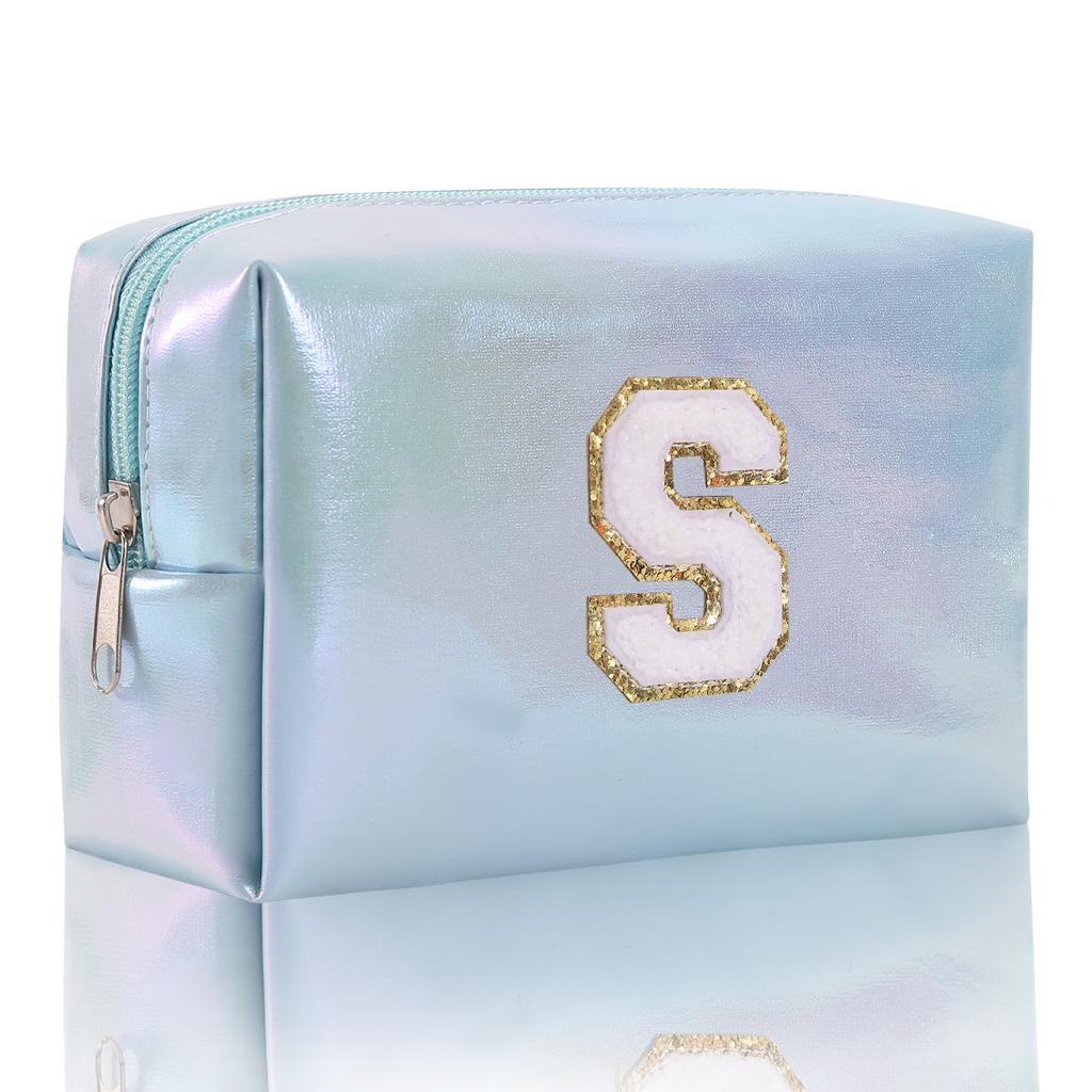 Octagon Bag Embroidery Alphabet Makeup Bag Large Capacity Toiletry Bag Travel Storage Bag Clutch Bag