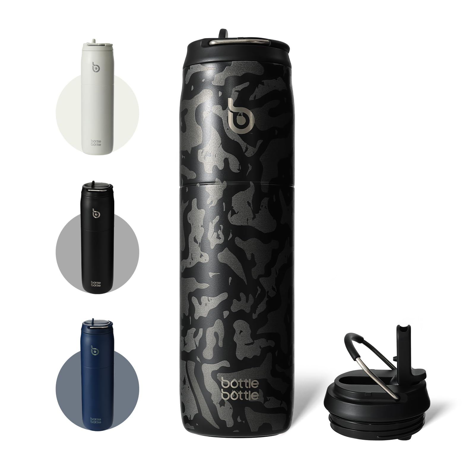 

BOTTLE BOTTLE 1 Liter Water Large Capacity with Direct Vacuum Stainless Steel Double for Girls and Black Camouflage Bottle, (1000ml), Straw, Drinking,