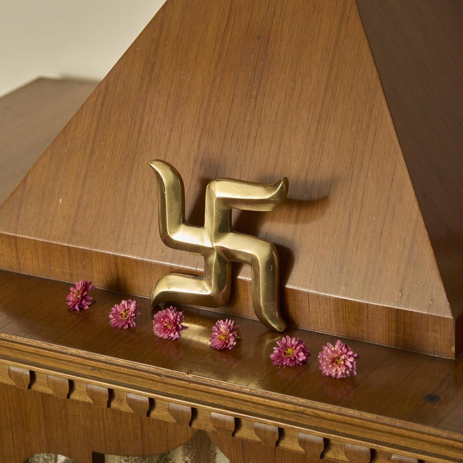 Латунная Свастика Сатия Настенный Подвесной Янтр – | Благоприятный Васту Религиозный Символ золотистый