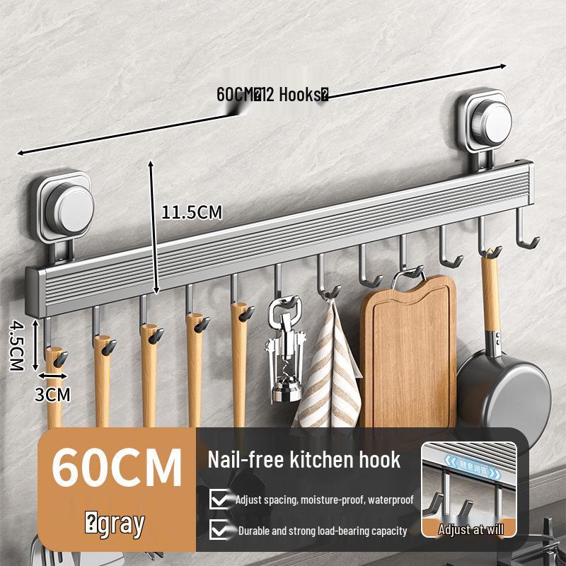Punch-Free Movable Wall-Mounted Rack for Kitchen and Bathroom