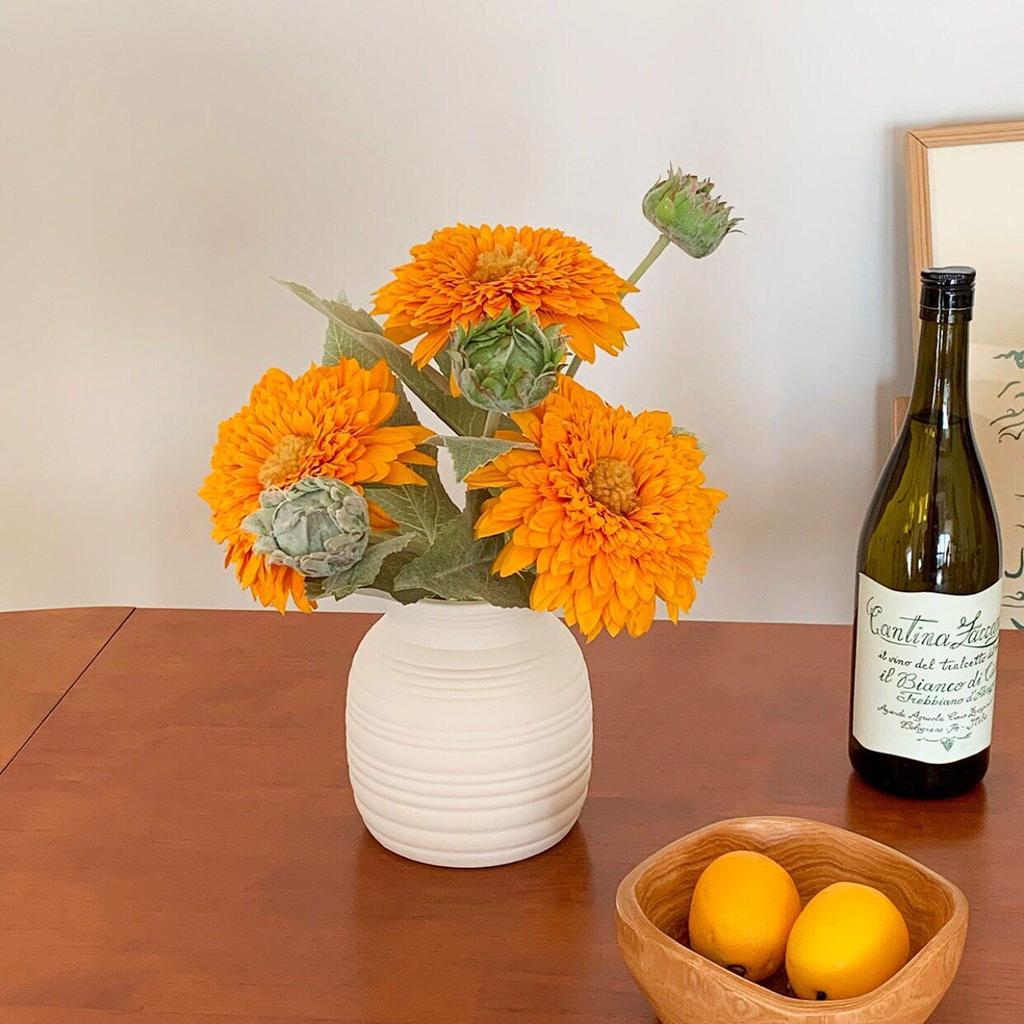 Teddy Sunflower Artificial Bouquet for Living Room, Entryway, Dining Table, Camping, and Retro Arrangements