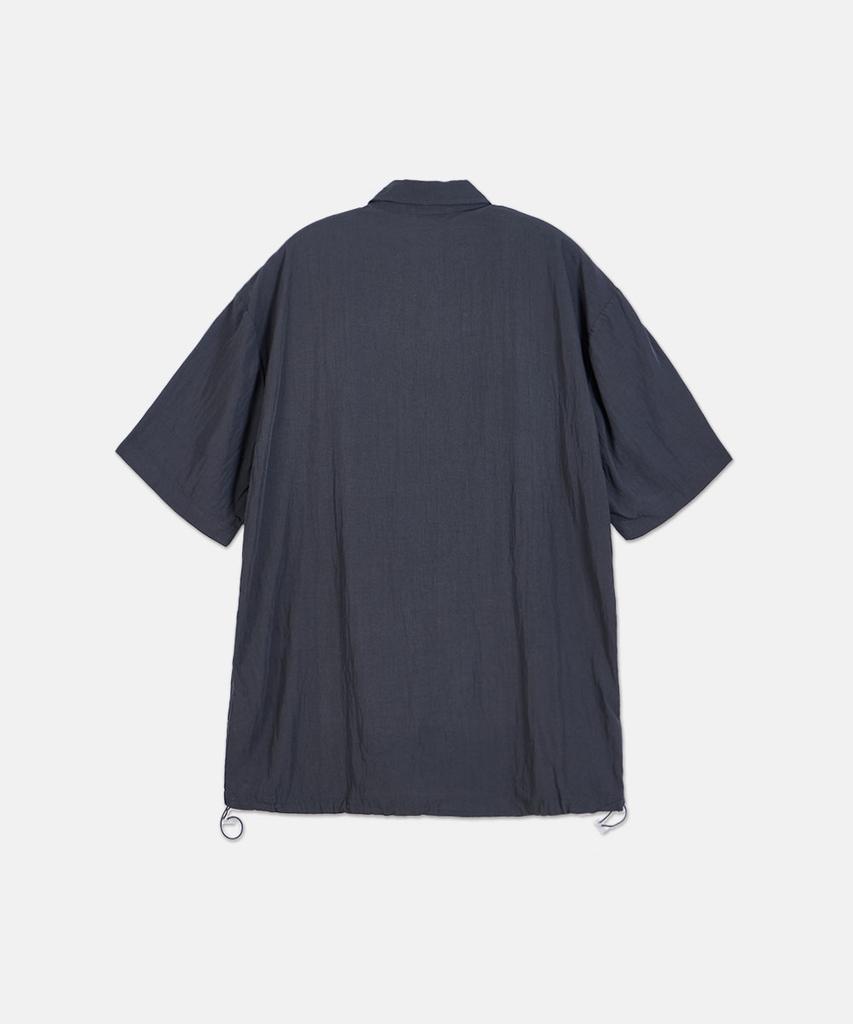 MAKEITTO Oversized Drawstring Short Sleeve Shirt_Dark Gray