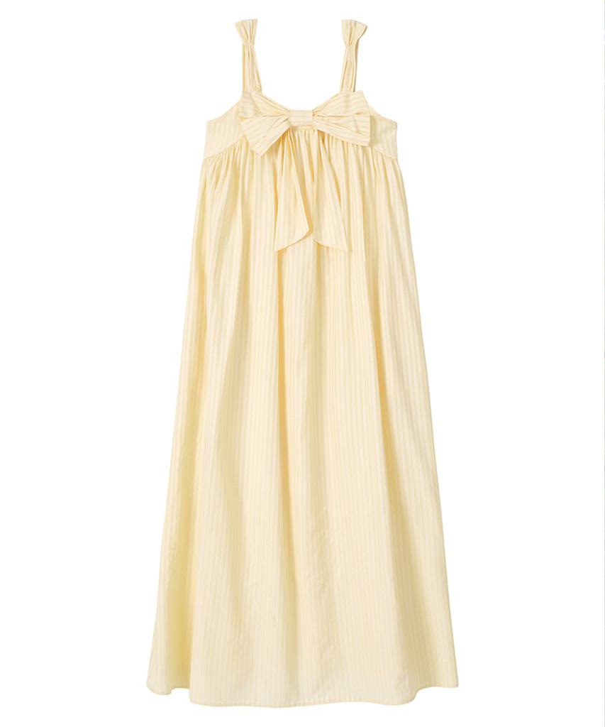 Salon De Yon Ribbon Point Sleeveless Long Dress_ Lemon