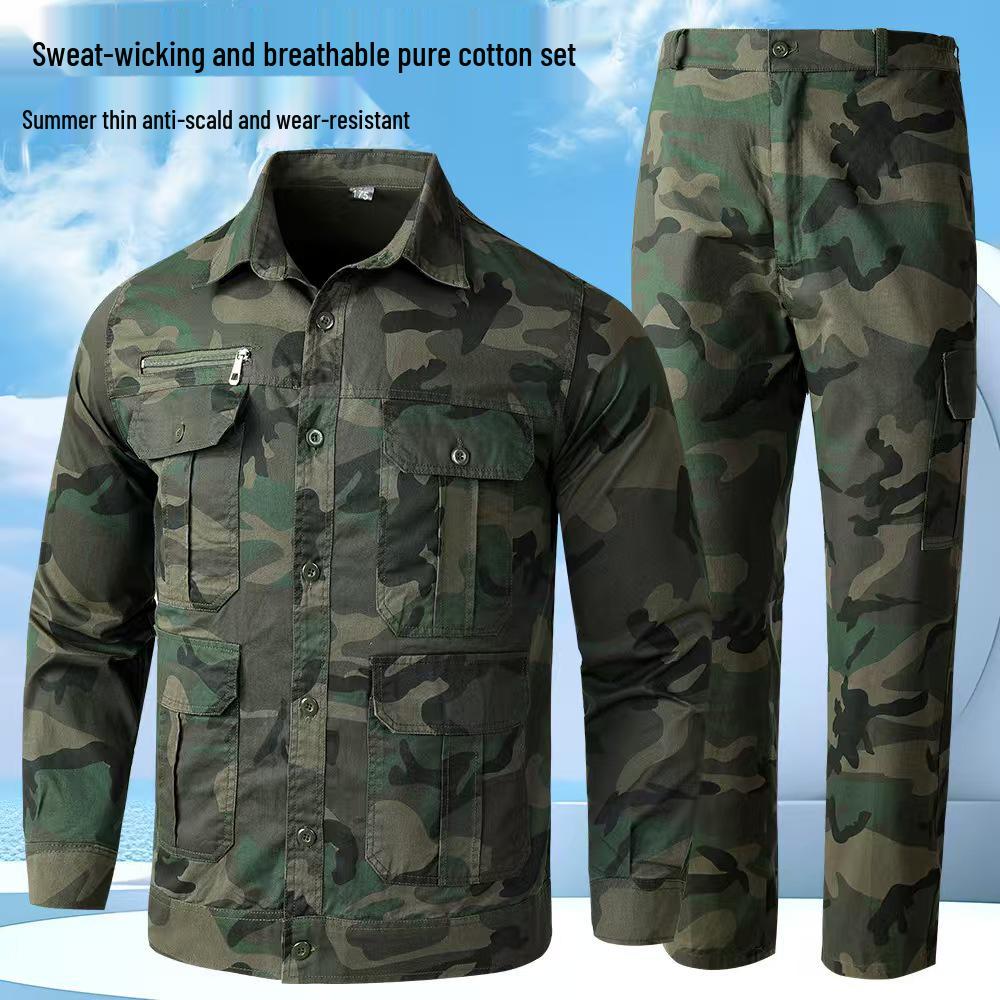 

Чоловічий та жіночий бавовняний робочий костюм - Захист для роботи на відкритому повітрі та уніформа для військової підготовки, армійський зелений 180 [Suggest Weight 140-160 kg]