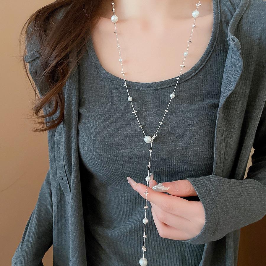 Irregular Long Pearl Necklace Versatile Sweater Chain Fashion Temperament Premium Sense Jewelry