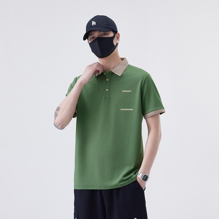 

Новая летняя футболка Свободная с лацканами Короткий рукав Футболка-поло 3XL зелёный