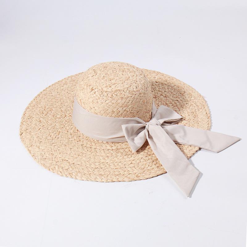 European and American fashion women's summer straw hat raffia eaves beach vacation sun hat elegant bow sun hat