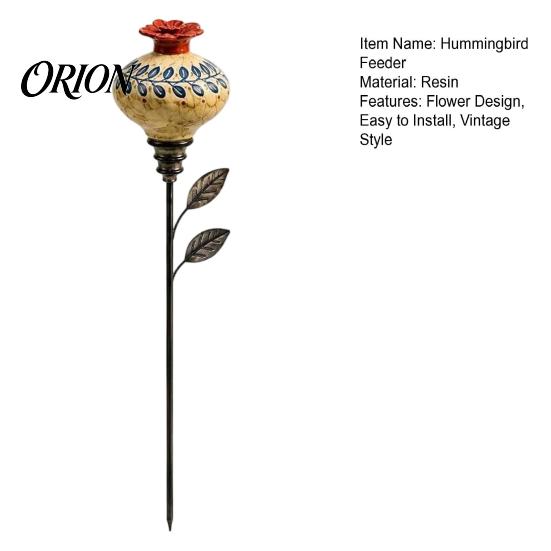 Rustic Floral Nectar Feeder Hummingbird Garden Stake, Vintage Resin Flower Decorative Feeder, Wild Style Bird for Yard Backyard Hummingbirds