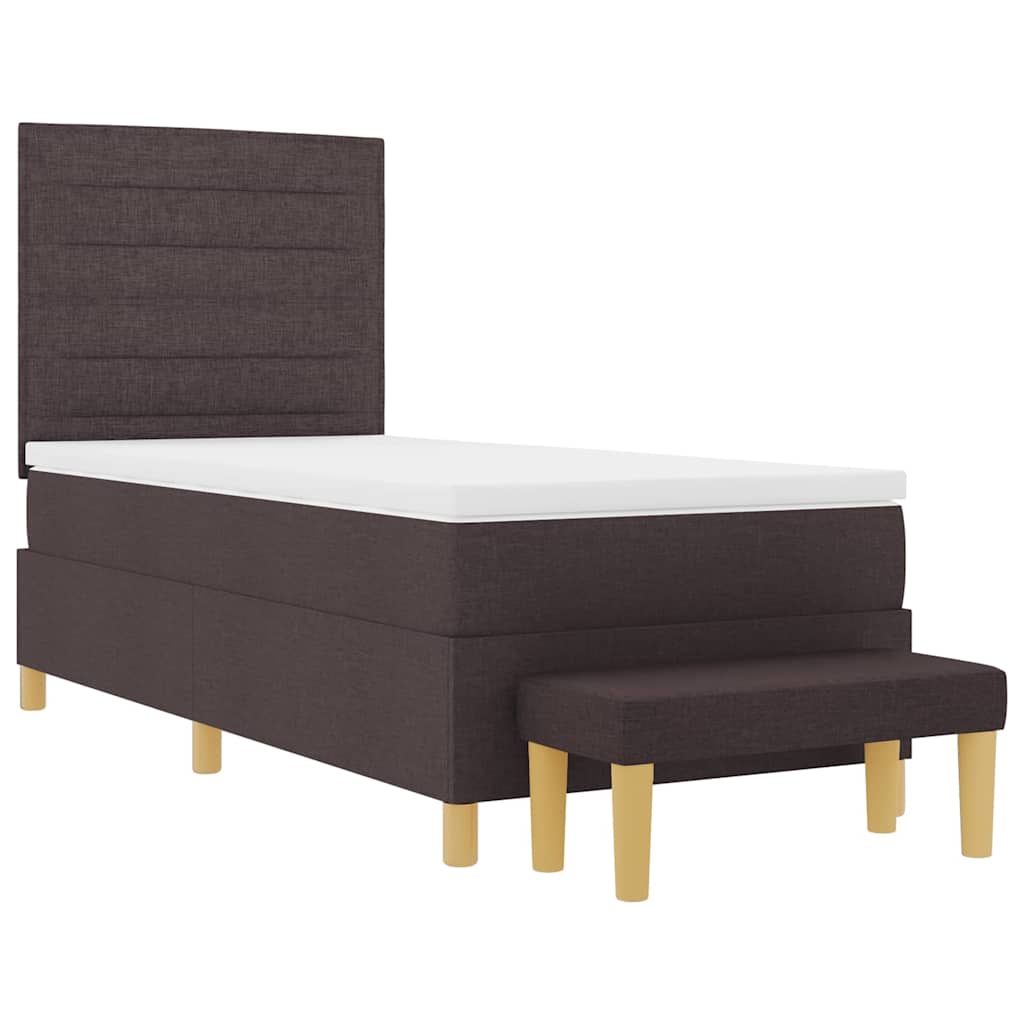 Boxspring Bed with Headboard Dark Brown 200 x 90 cm Fabric