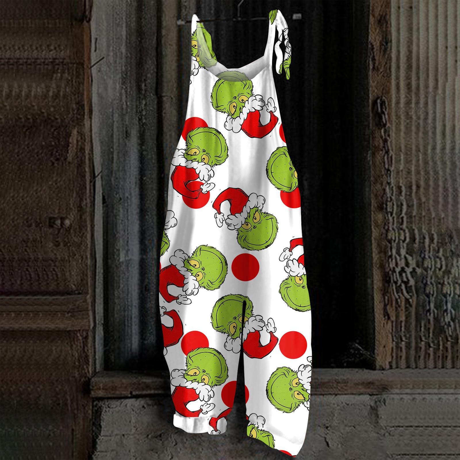 

Женский комбинезон с принтом Хэллоуина, повседневный свободный винтажный комбинезон из хлопка и льна XL киноварь