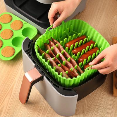 Čtvercová vložka do horkovzdušné fritézy Silikonová pečicí podložka 6,7 palce Nepřilnavý tác do trouby Bez BPA Koš do horkovzdušné fritézy pro rovnoměrné pečení