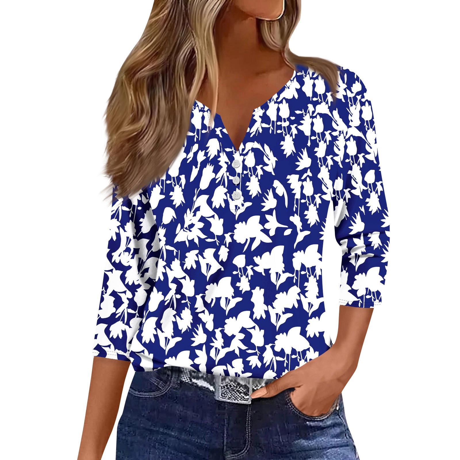 

Women s Fashion Casual Seven Split Sleeve Burst Vintage Floral Print Pullover Top XL