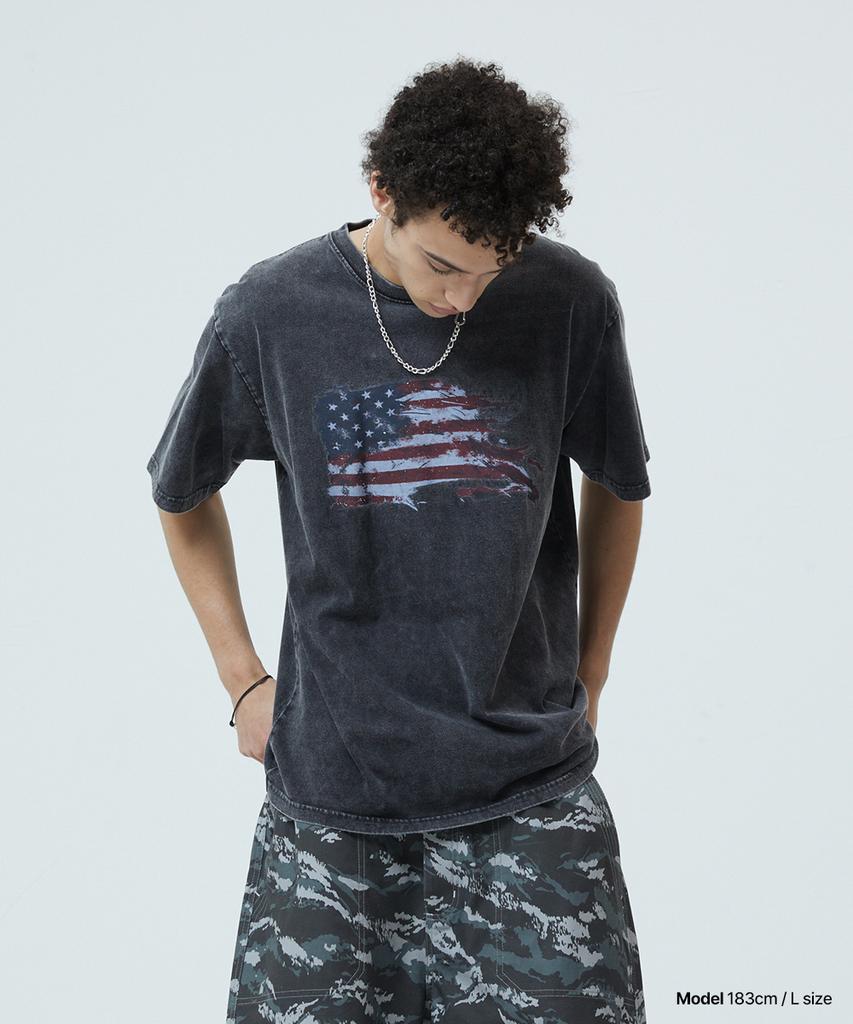 MAHAGRID Washed Flag Tee Beige(Mg2Gmmt542A)