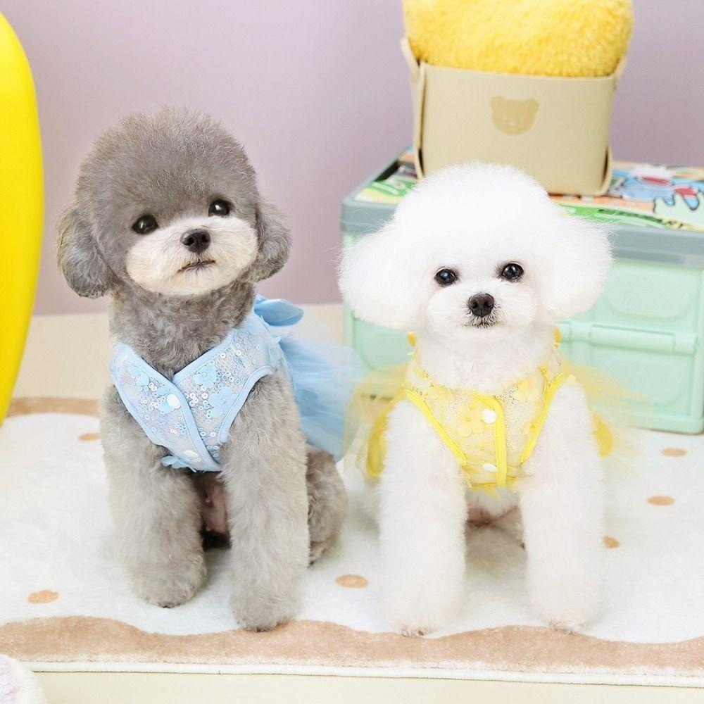 Soft Summer Pet Princess Skirt Sweet Dog Vest Harness Cat Apparel Dog Dress  Spring