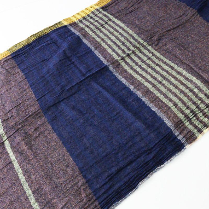 Used Pal'las Palace Nume Cotton Wool Color Striped Stole\Navy Shawl Large Fringe [2400015059693]