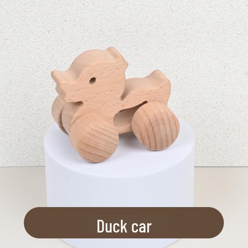 Eco-Friendly Beech Wood Toy Car - Natural Finish, Safe for Kids' Education