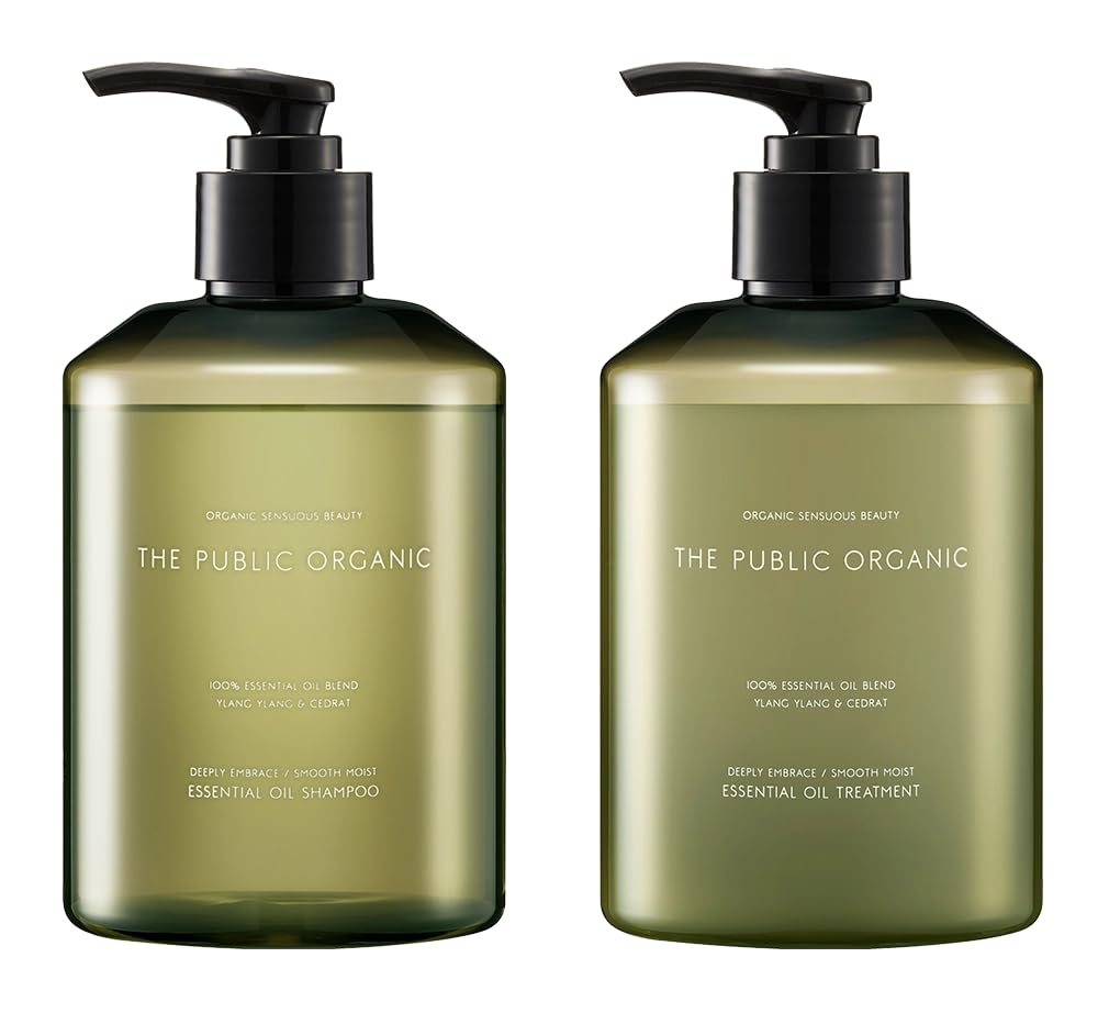 The Public Organic Shampoo and Treatment [Deeply Embrace Smooth Moist] 400ml Set, Amino Acid, Aroma, Essential Oils, Additive-Free, Silicone-Free, Mad