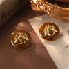 Court style medieval pearl geometric earrings bee retro stud earrings fringed hollow color retention advanced temperament earrings