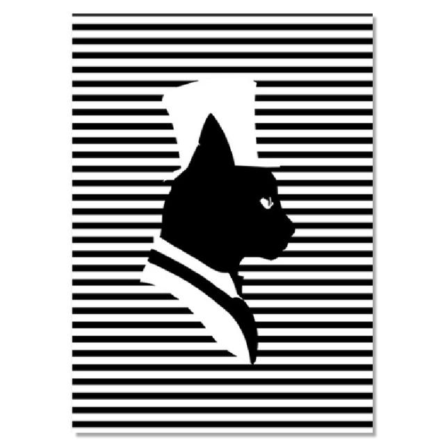 Moderne abstrakte schwarz-weiße Streifen Katzen Leinwand Poster drucken Nordic einzigartige Dekor Tier Wand Kunst Bilder für Zimmer Home Living