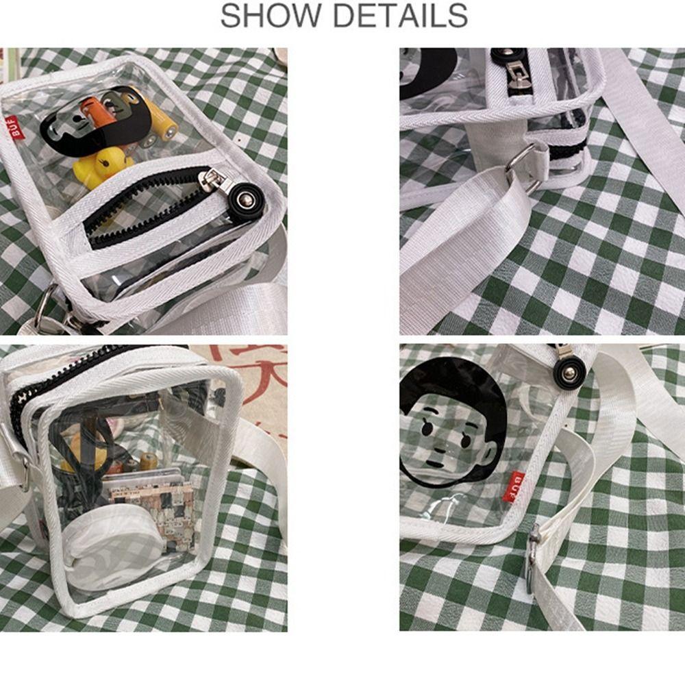 Printed Crossbody Bag Small Square Bag Couple Shoulder Bag Simple PVC Transparent Bag  Shopping