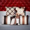 Elegant Brown & Cream Geometric Decorative Pillow Set of 5