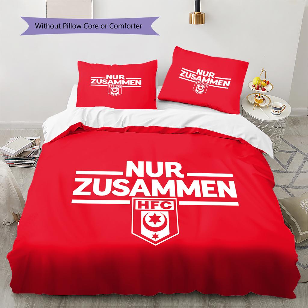 Pościel z wzorem Hallescher FC, Zestaw kołdry Poszewka na kołdrę Poszewka na poduszkę Domowy Prezent Urodzinowy (1 * poszwa na kołdrę + 2 * poszewki na poduszki, bez rdzenia)